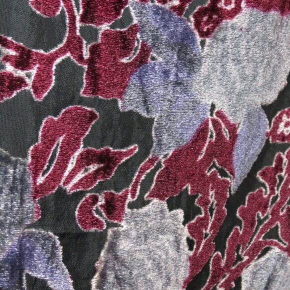 Coldwater Creek Gray & Burgundy Floral Midi Skirt Burn Out Lined Size Large - Picture 3 of 8